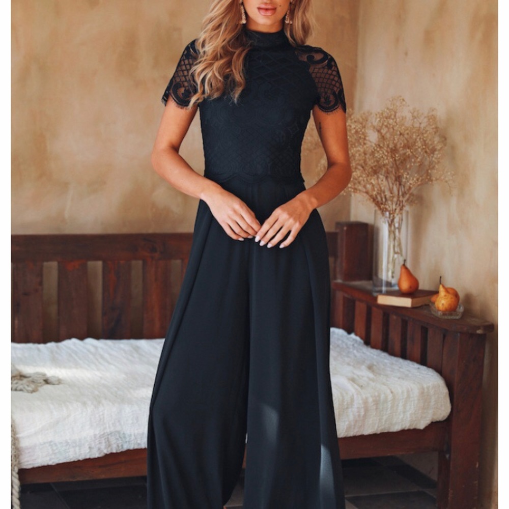 Lace Top Black Jumpsuit